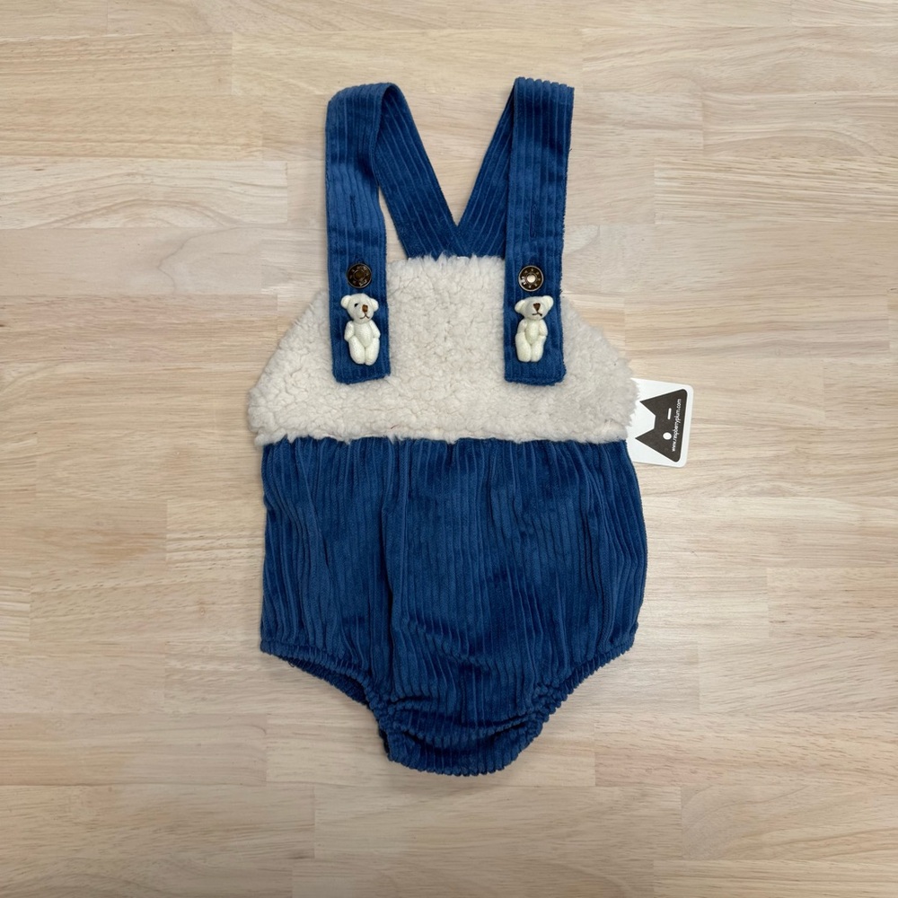 New! Raspberry Plum corduroy teddy bear romper